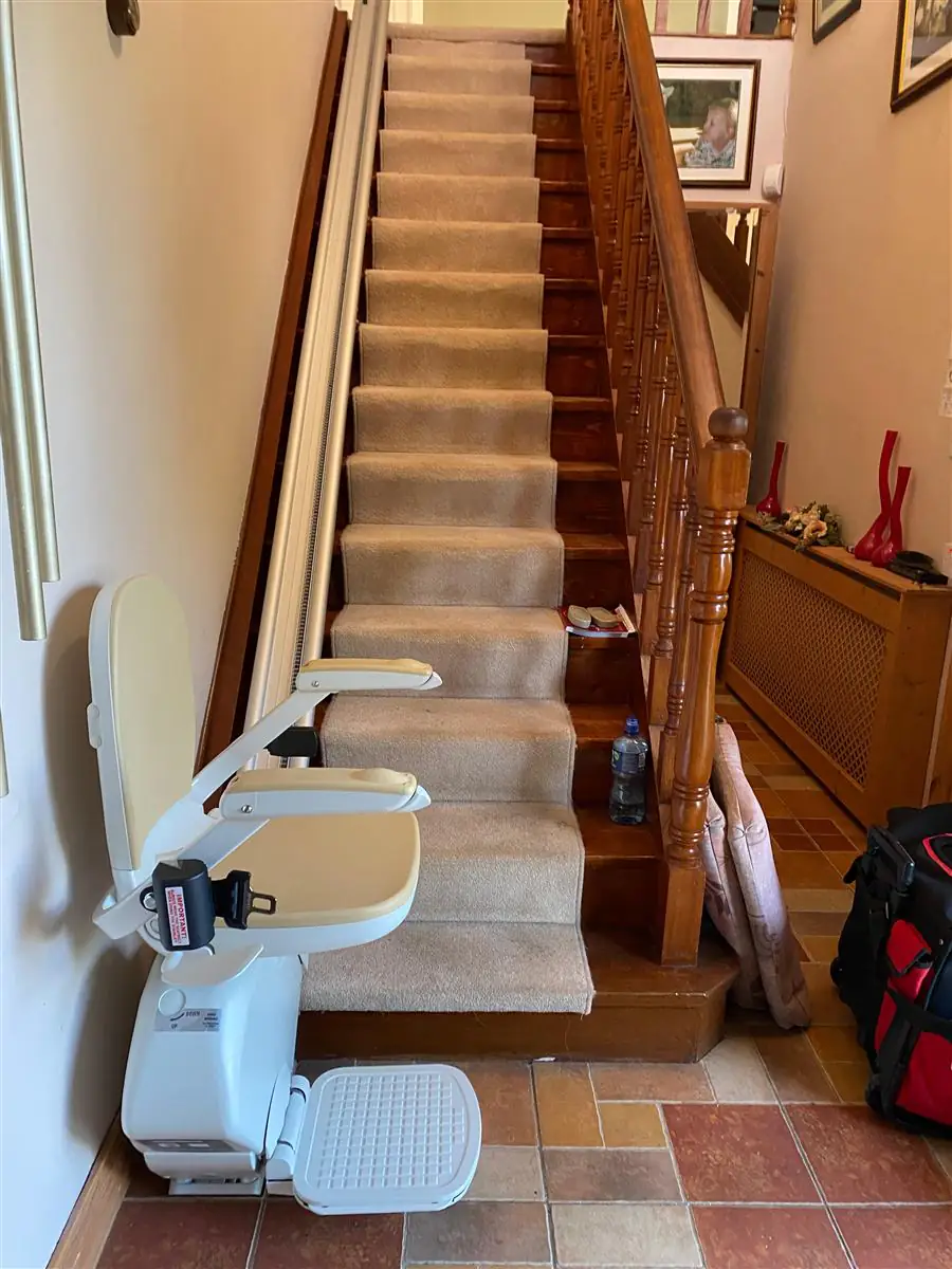 Straight stairlift installed and ready for a short-term rental
